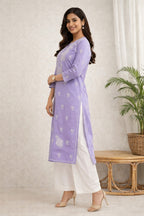 Karigiri Lavender Chikankari Cotton Kurti_KF0111