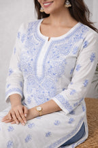 Karigiri White Chikankari Cotton Kurti Women_KF0157