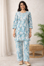 Karigiri Sky Blue Chikankari Co-ord Set Women_KF0180