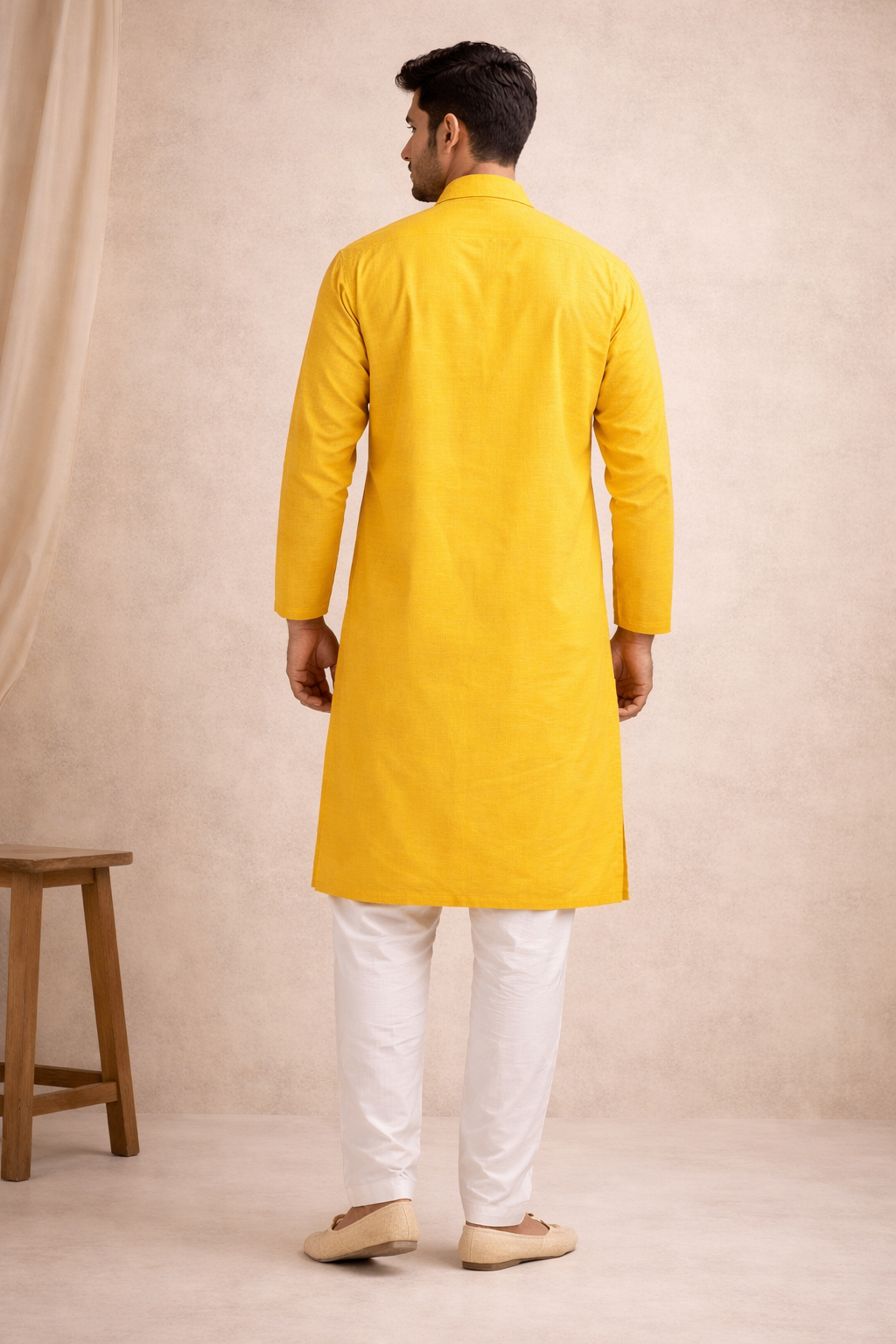 Karigiri Yellow Pure Cotton Chikankari Men's Kurta_KF0053