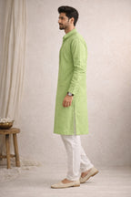 Karigiri Green Chikankari Pure Cotton Men's Kurta_KF0035