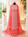 Karigiri Coral Pink Hand Embroidered Georgette Suit Set_AFG047