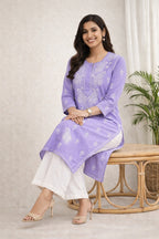 Karigiri Lavender Chikankari Cotton Kurti_KF0111