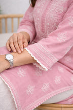 Karigiri Blush Pink Chikankari Cotton Kurti_KF0022