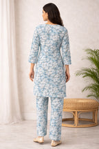 Karigiri Sky Blue Chikankari Co-ord Set Women_KF0180