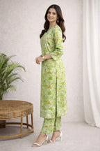Karigiri Green Chikankari Cotton Kurti Set_KF0032