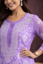 Karigiri Lavender Chikankari Georgette Kurti for Women_KF0110