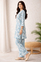 Karigiri Sky Blue Chikankari Co-ord Set Women_KF0180