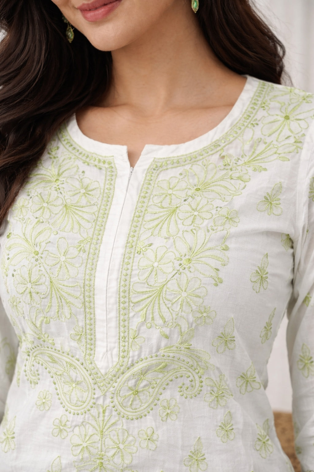 Karigiri White Chikankari Cotton Kurti Women_KF0128