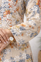 Karigiri Beige Lucknowi Chikankari Kurti Set_KF0006