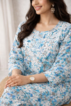 Karigiri Sky Blue Chikankari Co-ord Set Women_KF0180