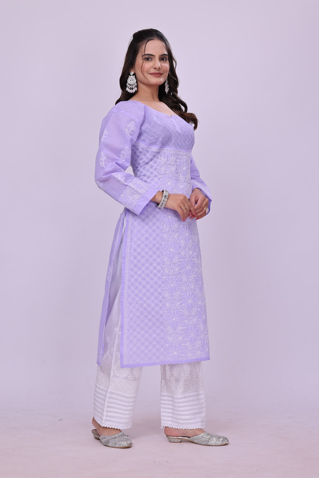 Karigiri Purple Chikankari Pure Cotton Kurta Jaaldar work_KF0076