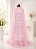 Karigiri Blush Pink Hand Embroidered Georgette 3-Piece_AFG054