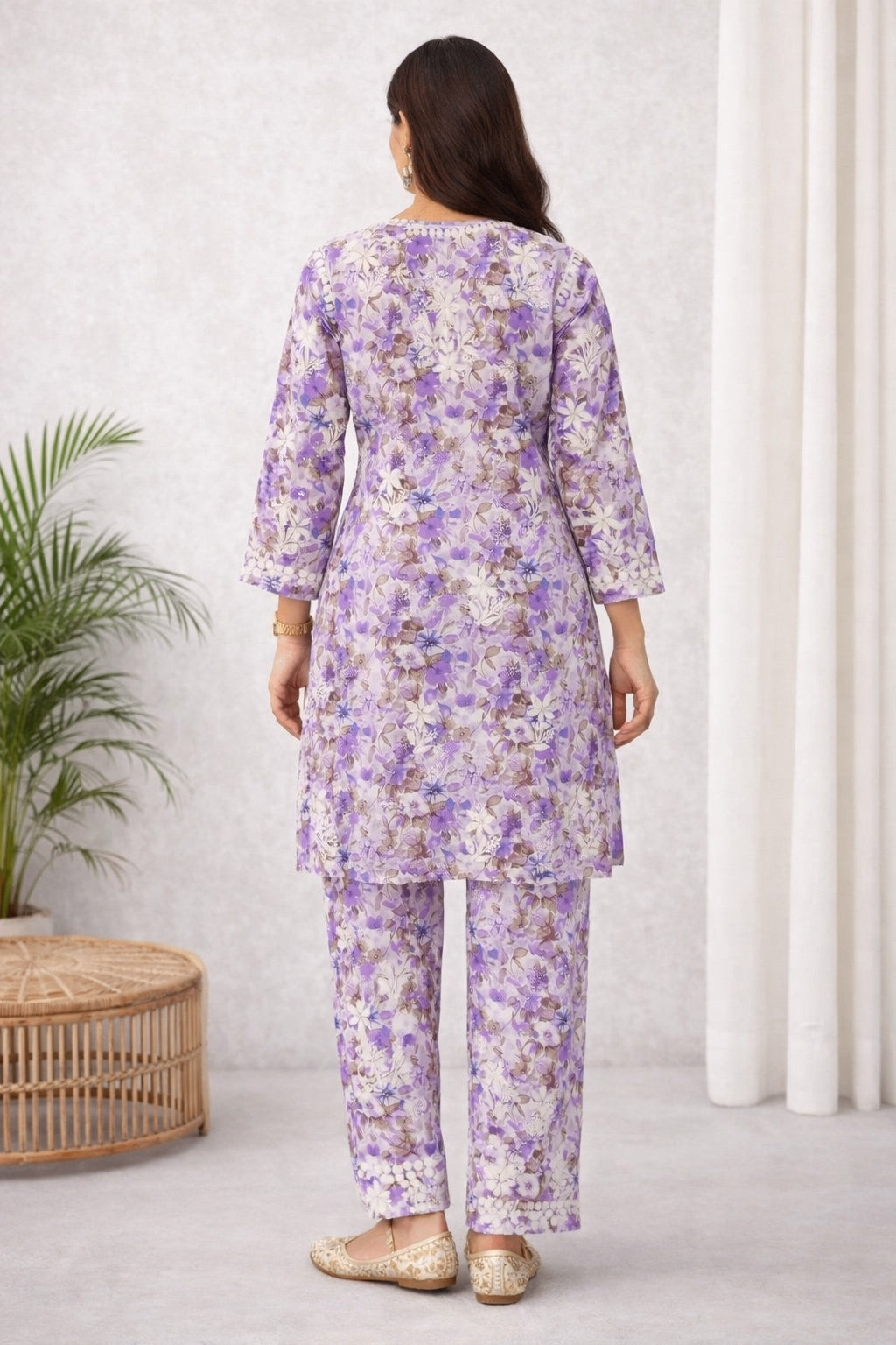 Karigiri Lavender Chikankari Cotton Co-ord Set Women_KF0108