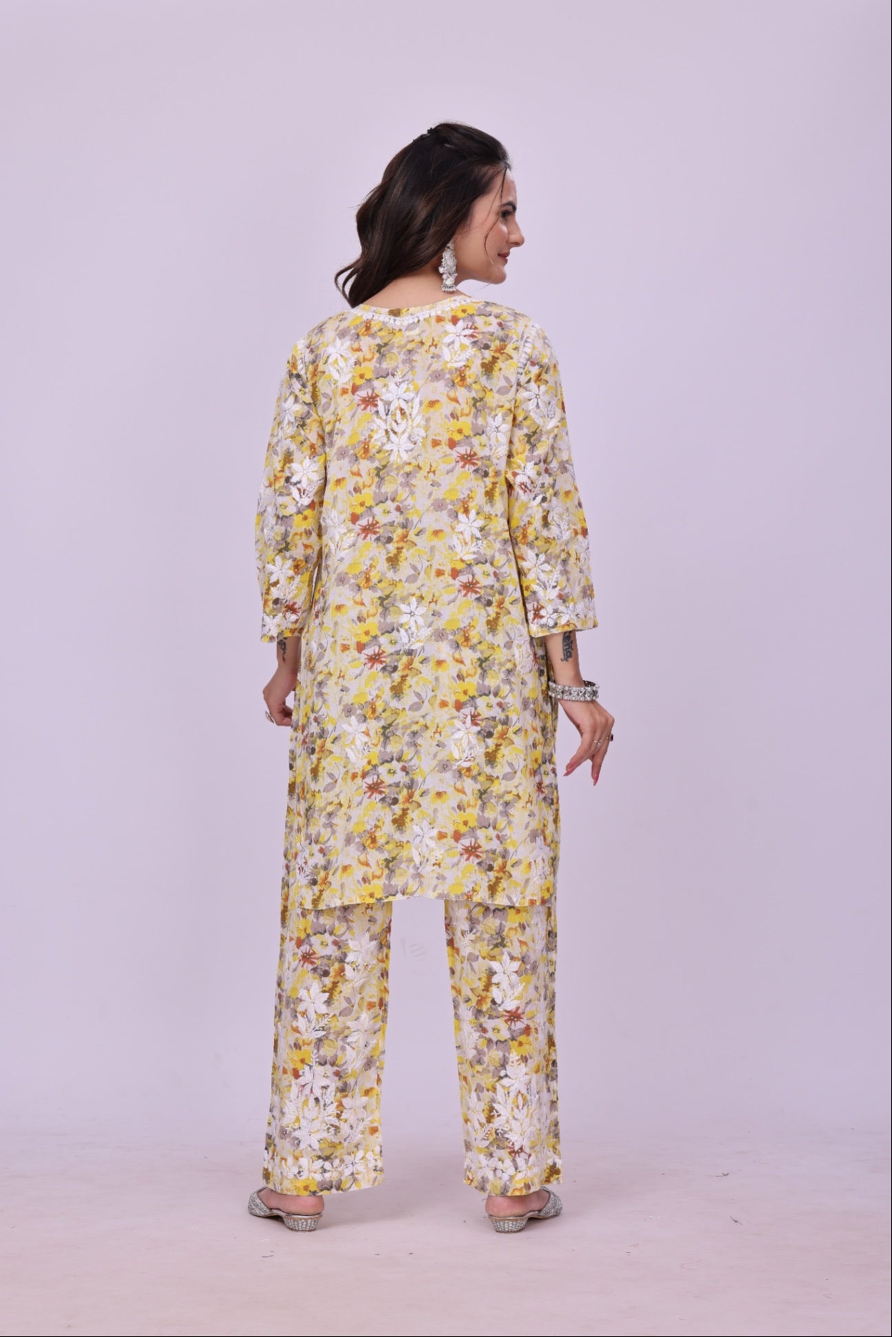 Karigiri Yellow Chikankari Cotton Co-Ord Set Women_KF0062