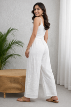 Karigiri White Chikankari Cotton Palazzo Pants_KF0198
