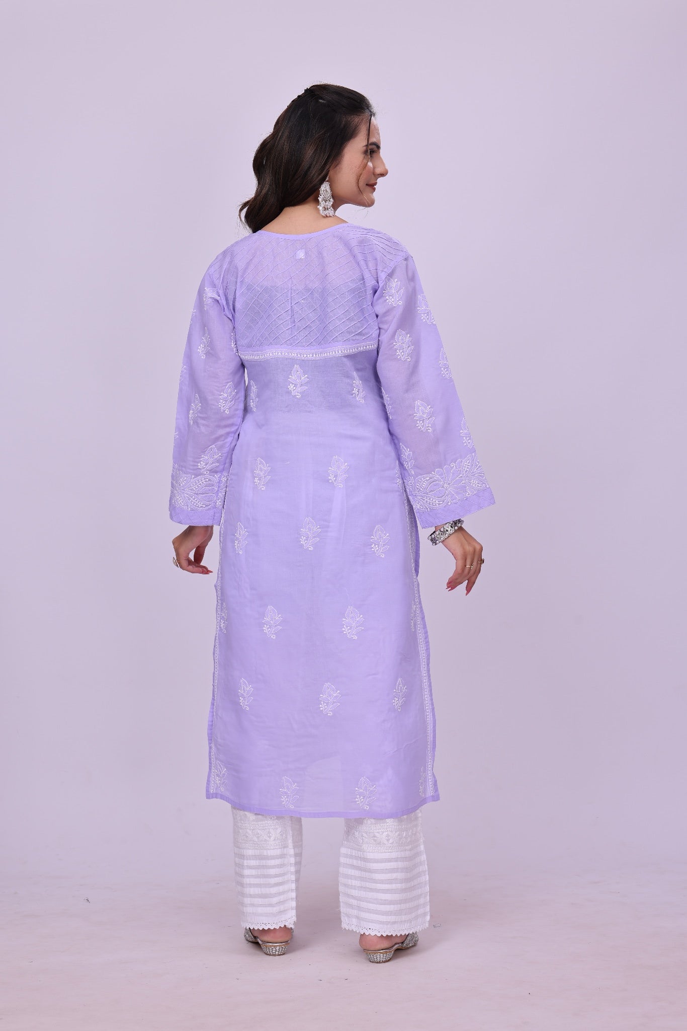 Karigiri Purple Chikankari Pure Cotton Kurta Jaaldar work_KF0076