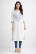 Karigiri White Chikankari Cotton Kurti Women_KF0107